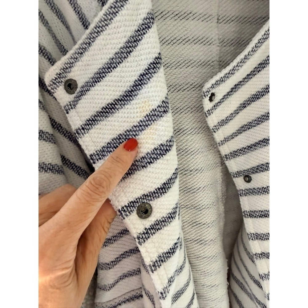 Dolan Jacket Womens M White Blue Left Coast Striped Sailor Coastal Nautical - Picture 8 of 8